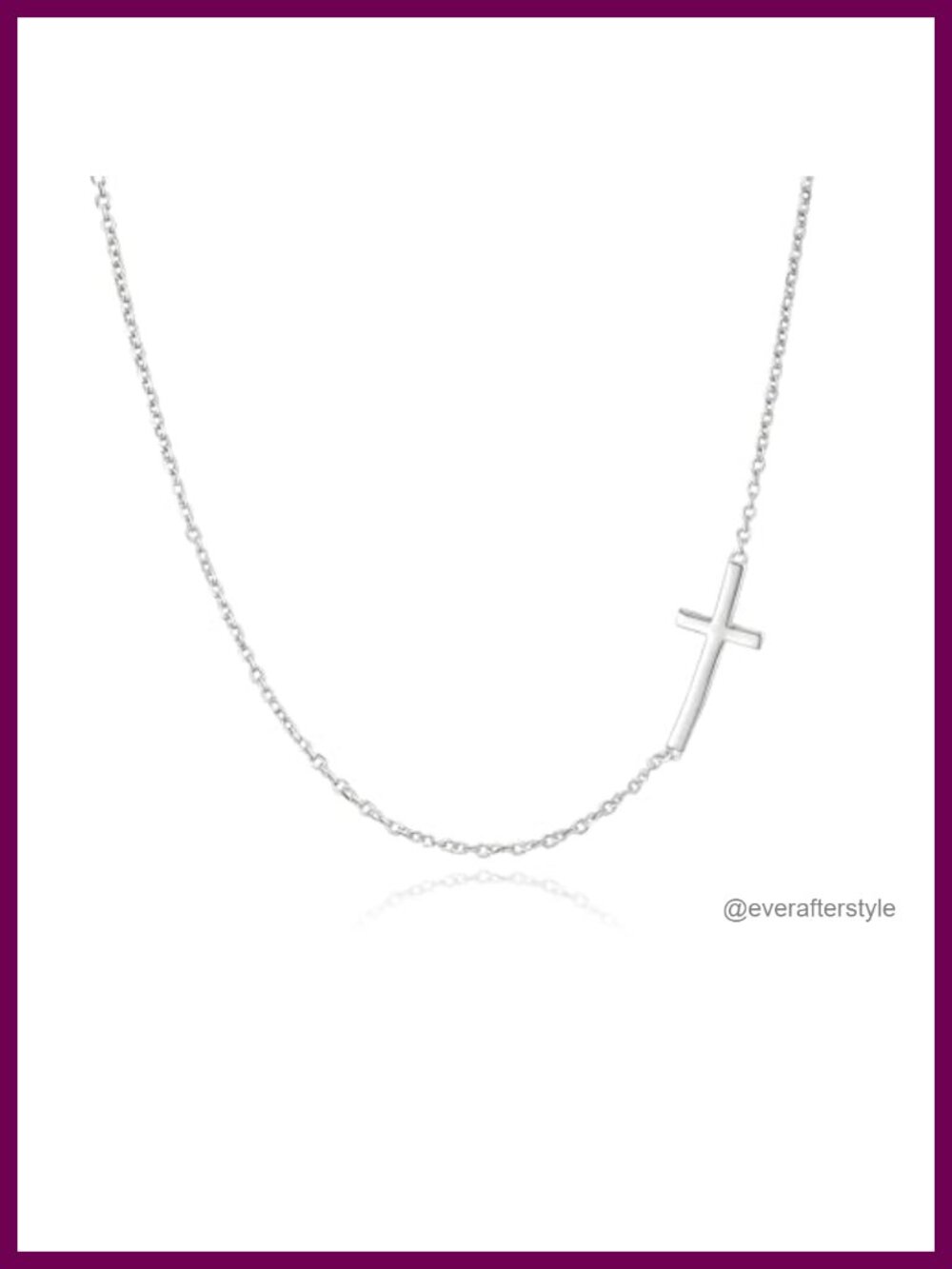 925 Sterling Silver Sideways Cross Pendant Necklace, Adjustable Chain
